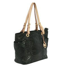 MICHAEL KORS JET SET PYTHON EMBOSSED LEATHER TOTE 