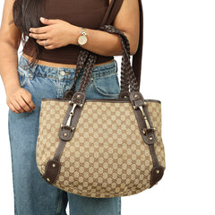 GUCCI PELHAM GG MONOGRAM CANVAS SHOULDER BAG 