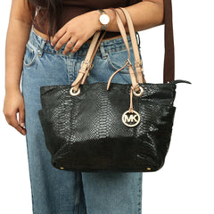 MICHAEL KORS JET SET PYTHON EMBOSSED LEATHER TOTE 
