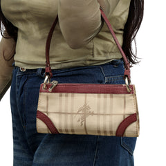 BURBERRY HAYMARKET CHECK CANVAS POCHETTE  BAG