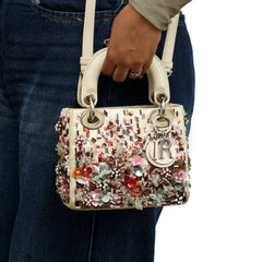 CHRISTIAN DIOR SATIN SEQUIN AND BEAD EMBELLISHMENTS