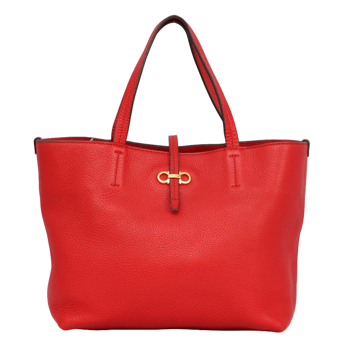 SALVATORE FERRAGAMO GANCINI RED TOTE BAG
