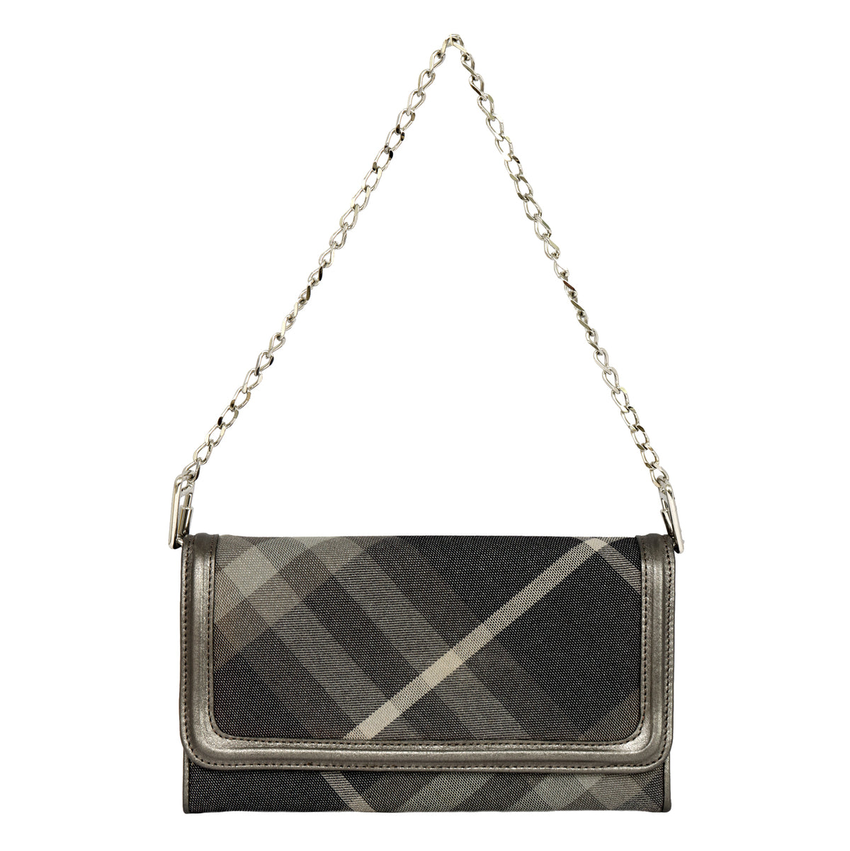 BURBERRY WALLET ON CHAIN TARTAN GREY BAG