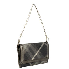 BURBERRY WALLET ON CHAIN TARTAN GREY BAG