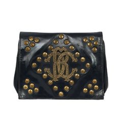 ROBEBERTO CAVALLI PROMINENT GOLD-TONEMONOGRAM LOGO CLUTCH