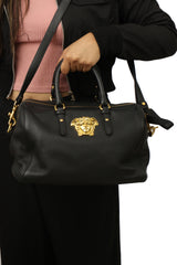 VERSACE LA MEDUSA LEATHER SATCHEL BAG