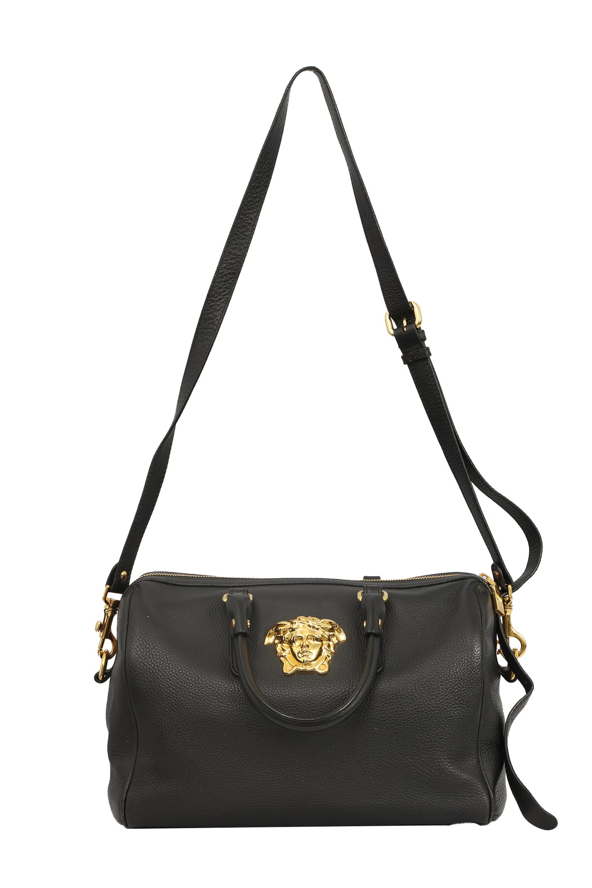 VERSACE LA MEDUSA LEATHER SATCHEL BAG