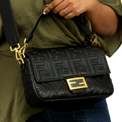 FENDI BAGUETTE 3D EMBOSSED FF MOTIF CROSSBODY BAG