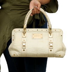 VERSACE MADONNA BRAIDED GOLD HANDLE HANDBAG