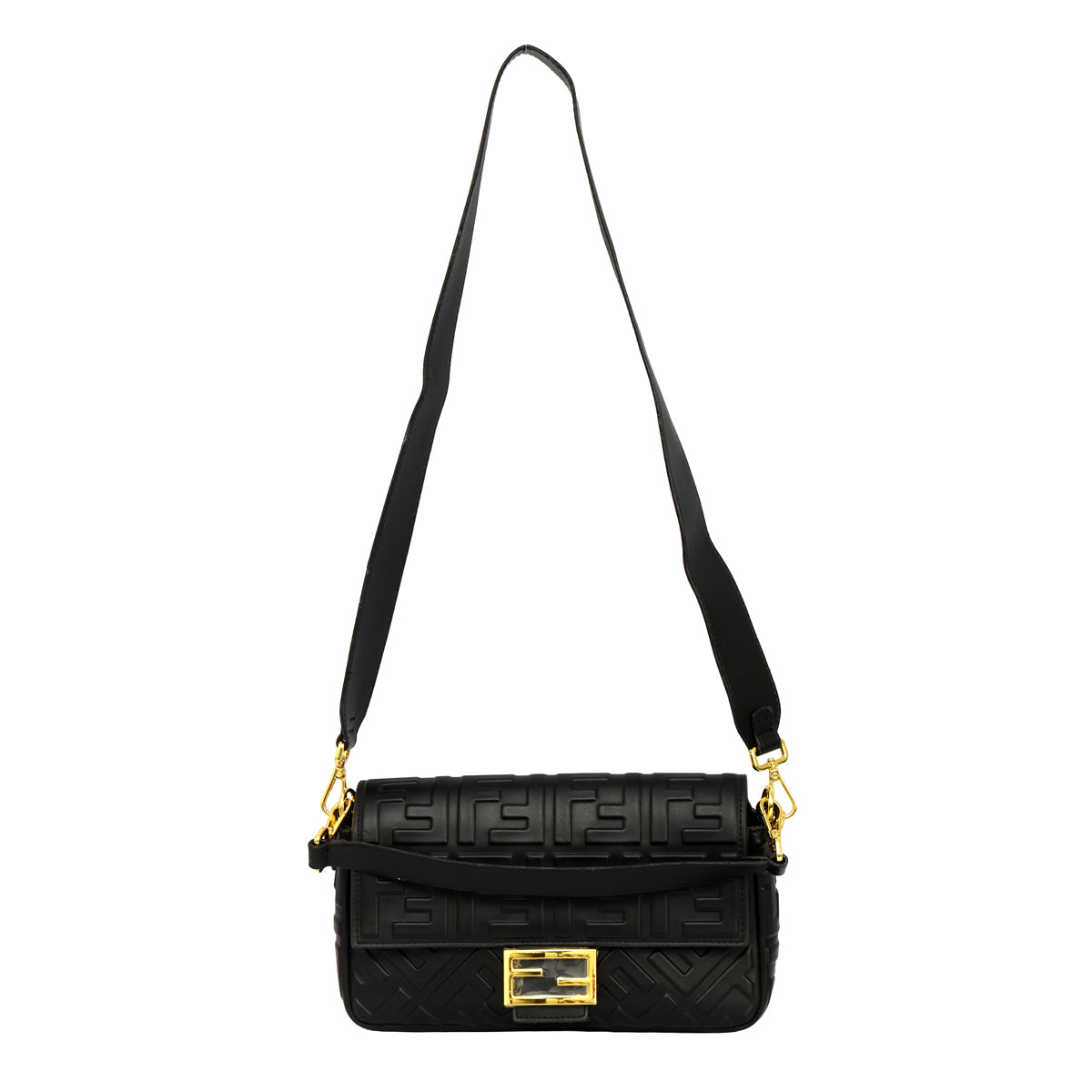 FENDI BAGUETTE 3D EMBOSSED FF MOTIF CROSSBODY BAG
