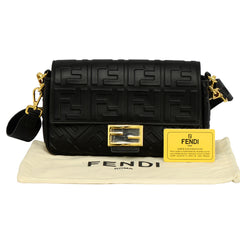 FENDI BAGUETTE 3D EMBOSSED FF MOTIF CROSSBODY BAG