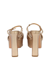 Aquazzura size eu- 35olie plateau140 Metallic Leather knotted