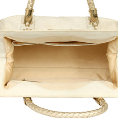VERSACE MADONNA BRAIDED GOLD HANDLE HANDBAG
