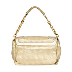 GIANNI VERSACE EMBOSSED LAMBSKIN LEATHER FLAP SHOULDER BAG