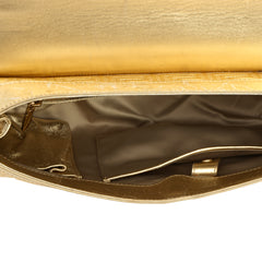GIANNI VERSACE EMBOSSED LAMBSKIN LEATHER FLAP SHOULDER BAG
