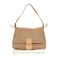 FENDI ZUCCHINO MAMMA BAGUETTE F LOGO SHOULDER BAG