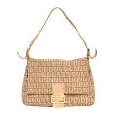 FENDI ZUCCHINO MAMMA BAGUETTE F LOGO SHOULDER BAG