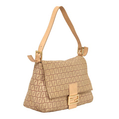 FENDI ZUCCHINO MAMMA BAGUETTE F LOGO SHOULDER BAG