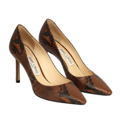 JIMMY CHOO EU 36.5 ROMY 85 SNAKE EMBOSSED SLEEK STILETTO HEELS