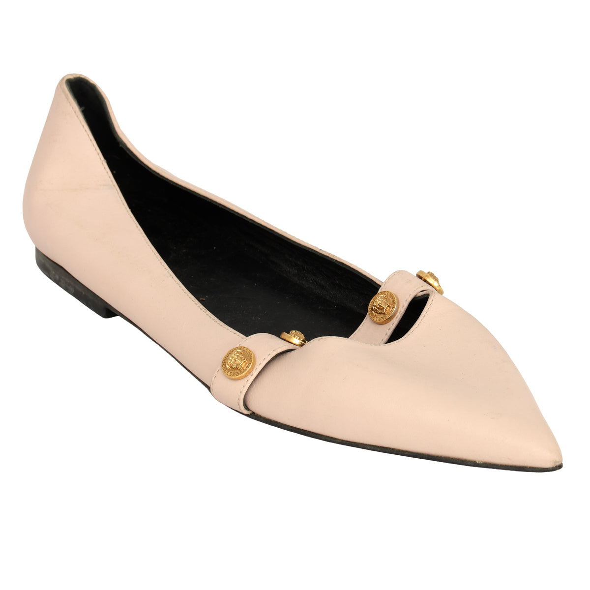 VERSACE EU 38 MEDUSA LOGO STUDS BALLET FLATS