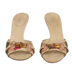 GUCCI EU 37.5 BAMBOO HORSEBIT  MULE SANDALS