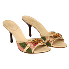 GUCCI EU 37.5 BAMBOO HORSEBIT  MULE SANDALS