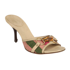 GUCCI EU 37.5 BAMBOO HORSEBIT  MULE SANDALS
