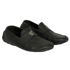 CHRISTIAN DIOR EU 43 GRAINED LEATHER BEE MOCCAIN LOAFERS