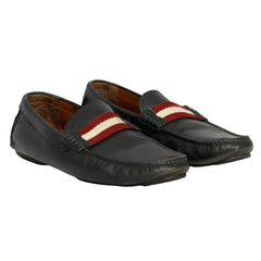 BALLY EU 39 / US 5 TRAINSPOTTING WOVEN RED AND WHITE STRIPE LOAFERS