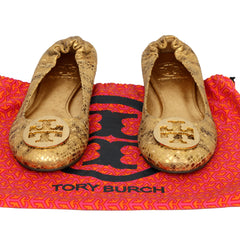 TORY BURCH EU 37.5 REVA PROMINENT LOGO MEDALLION BALLET FLATS
