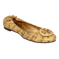 TORY BURCH EU 37.5 REVA PROMINENT LOGO MEDALLION BALLET FLATS