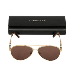 BURBERRY AVIATOR GOLD METAL FRAME SUNGLASSES