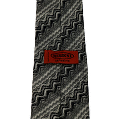 MISSONI ICONIC GREY ZIZ ZAG CHEVRON PATTERN NECKTIE