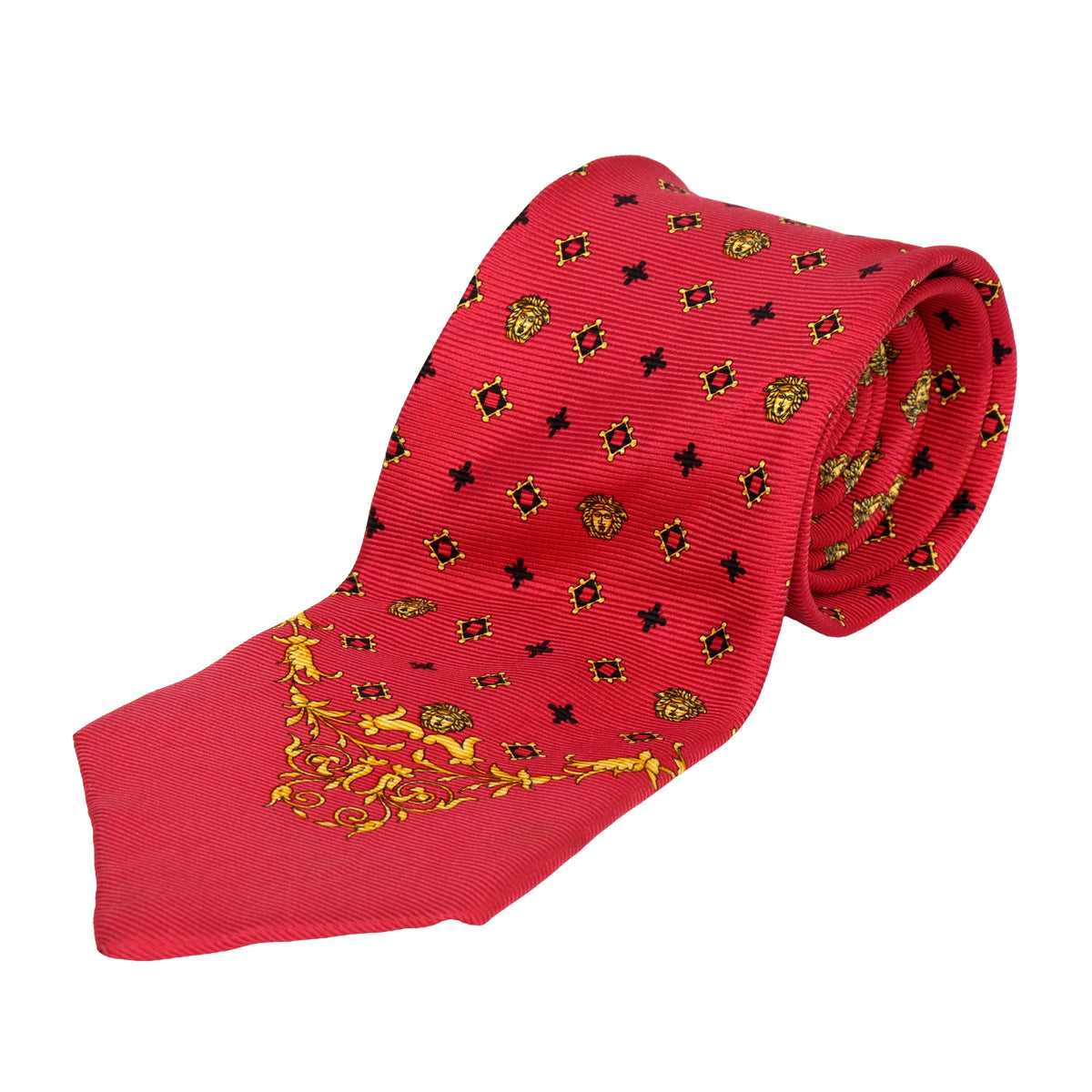 VERSACE MEDUSA HEADS INTRICATE GEOMETRIC DESIGN NECKTIE