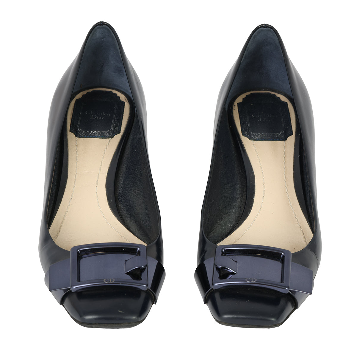 CHRISTIAN DIOR SIZE EU 37.5 BUCKLE BLOCK HEELS 