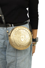 BALMAIN DISCO EMBROSSED LEATHER SHOULDER BAG 