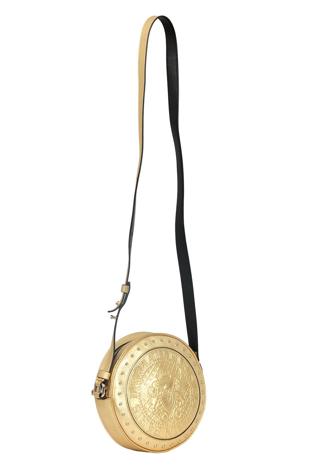 BALMAIN DISCO EMBROSSED LEATHER SHOULDER BAG 