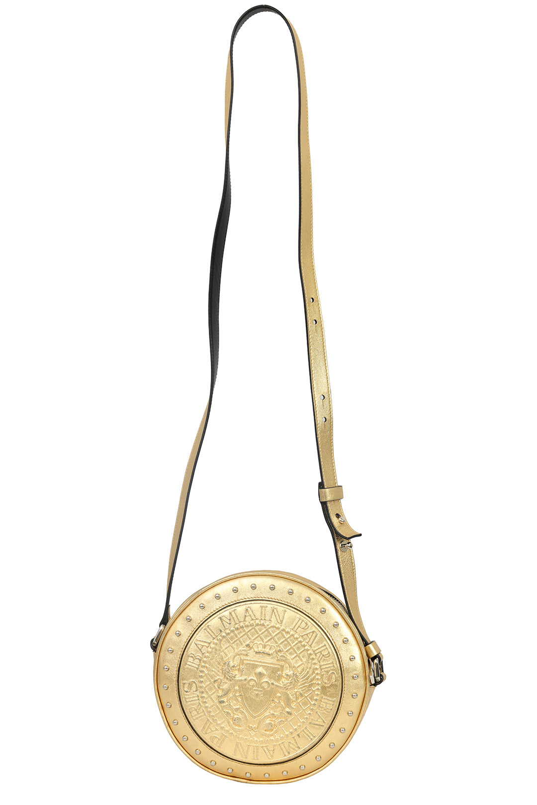 BALMAIN DISCO EMBROSSED LEATHER SHOULDER BAG 
