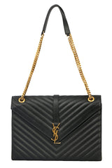 YVES SAINT LAURENT QUILTED CHEVRON LEATHER SHOULDER BAG 