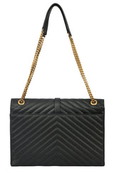 YVES SAINT LAURENT QUILTED CHEVRON LEATHER SHOULDER BAG 