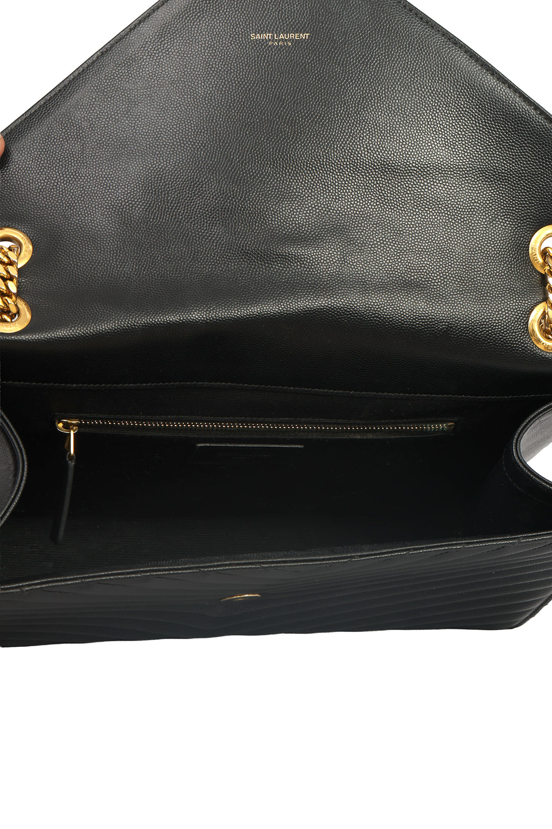 YVES SAINT LAURENT QUILTED CHEVRON LEATHER SHOULDER BAG 