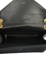 YVES SAINT LAURENT QUILTED CHEVRON LEATHER SHOULDER BAG 