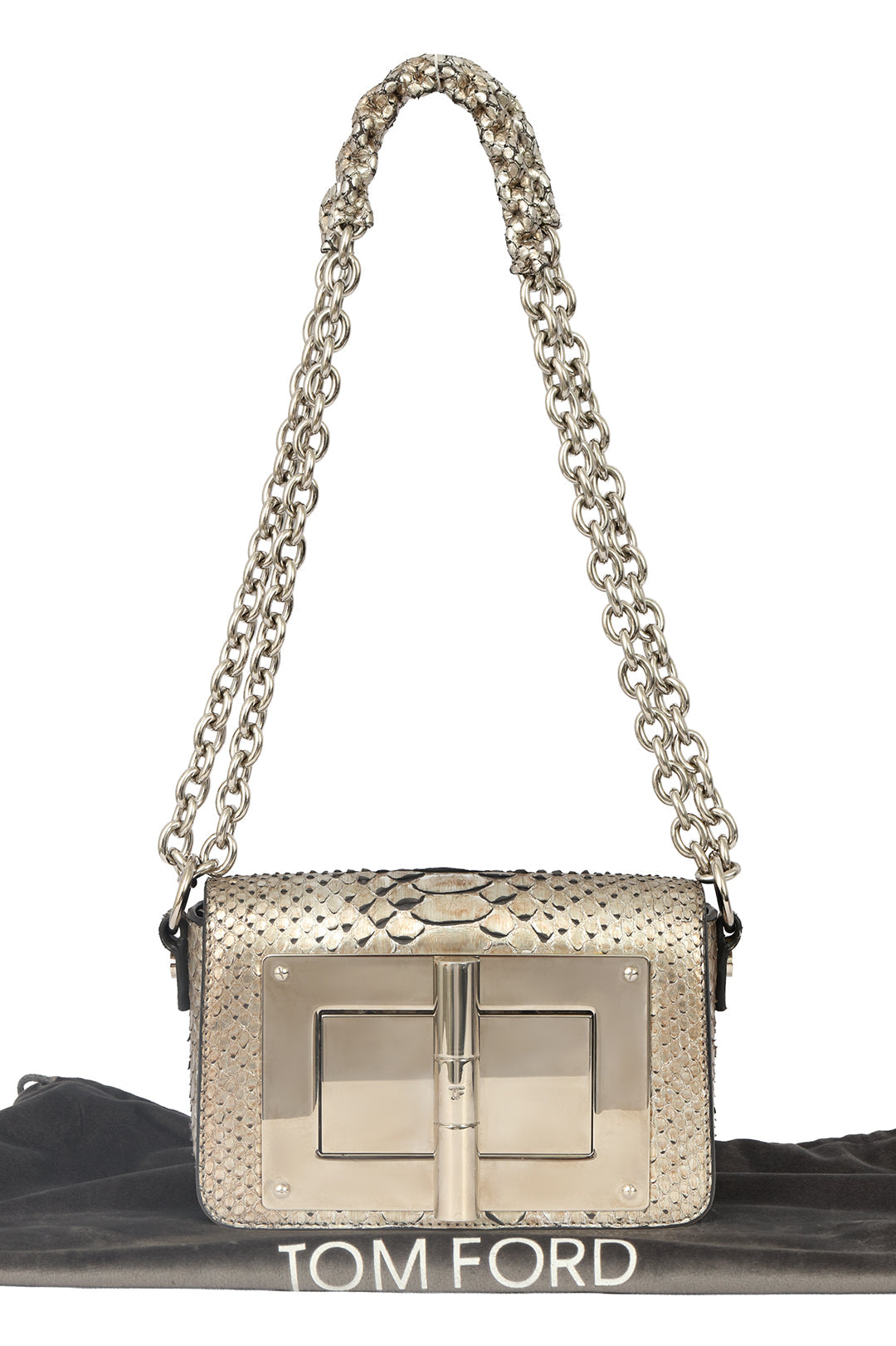 TOM FORD NATALIA METALLIC PYTHON LEATHER 