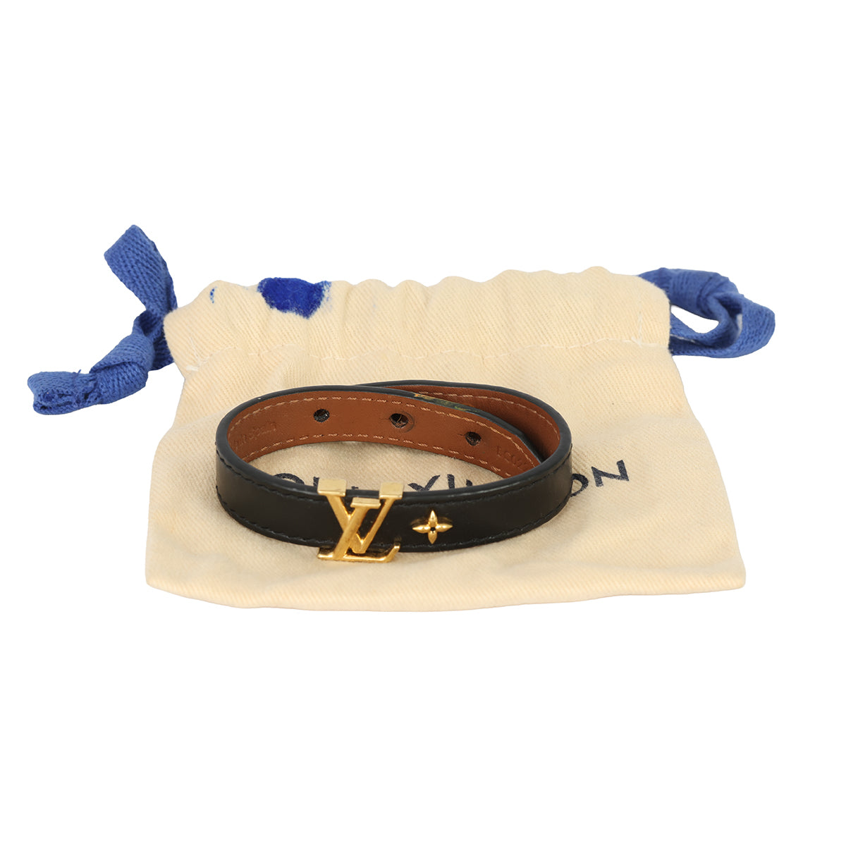 LOUIS VUITTON GOLD-TONE LV INITIALS FLOWER MONOGRAM BRACELET 