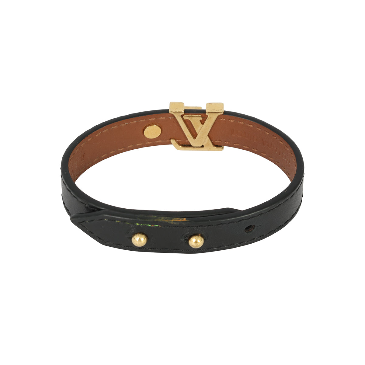 LOUIS VUITTON GOLD-TONE LV INITIALS FLOWER MONOGRAM BRACELET 