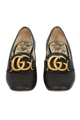 GUCCI SIZE EU : 35.5 GG MARMONT BLACK LEATHER HEELS WITH 