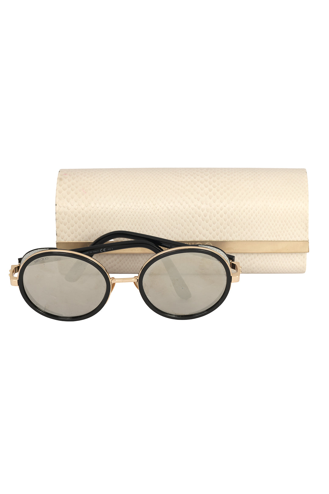 JIMMY CHOO ANDIE/S BLACK ACETATE FRAME  ROUND SUNGLASSES 