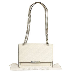 MICHAEL KORS JADE LOGO PRINT CANVAS SHOULDER BAG 