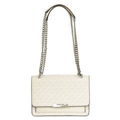 MICHAEL KORS JADE LOGO PRINT CANVAS SHOULDER BAG 