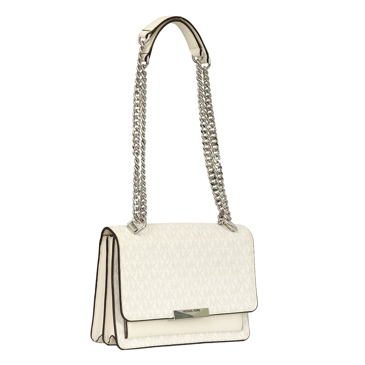 MICHAEL KORS JADE LOGO PRINT CANVAS SHOULDER BAG 
